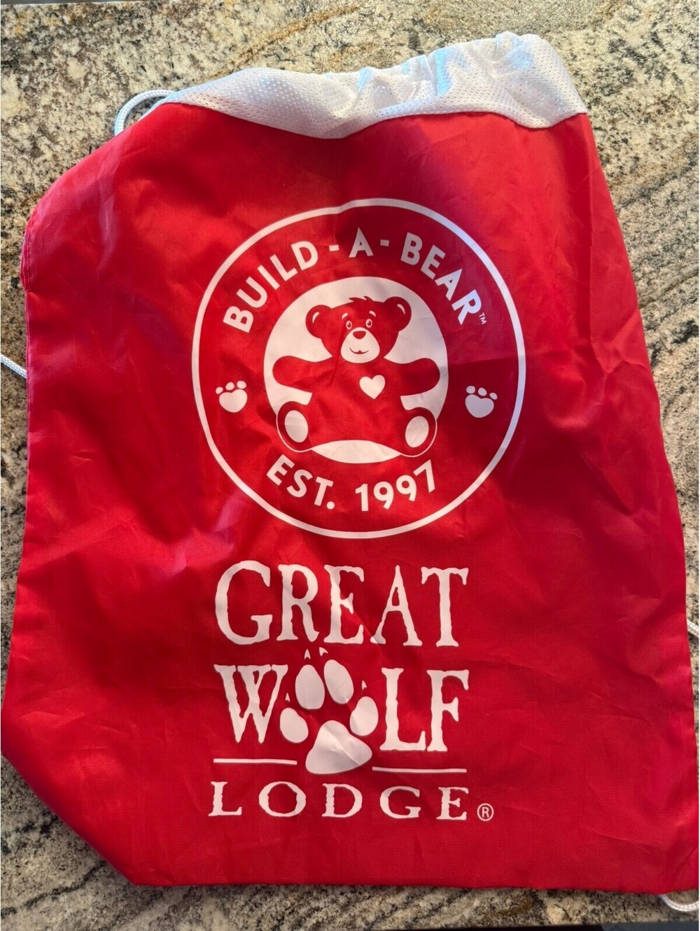 Build-A-Bear Great Wolf Lodge Red Drawstring Backpack